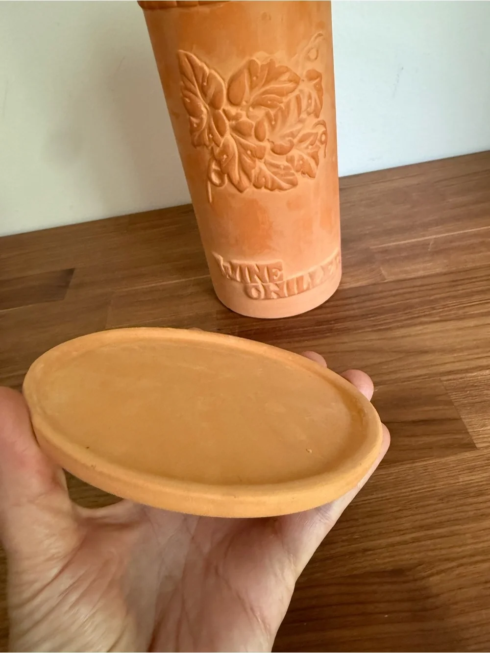 Vintage 1979 ABC Terracotta Wine Chiller Cooler Crock Grape Leaves with Lid